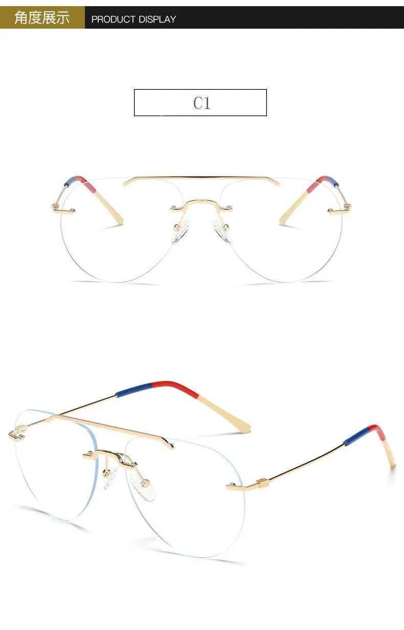 Unisex Round Rimless Alloy Double Bridge Prescription Glasses 81870 — view 15 | Rx Spectacle