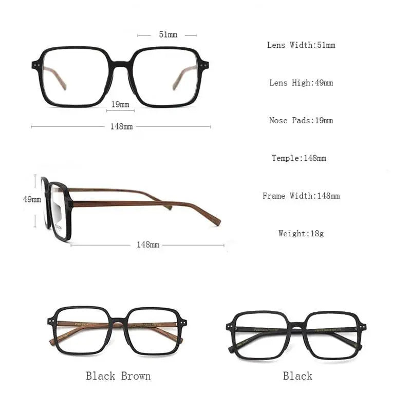 Unisex Square Full Rim Wood Oversized Prescription Glasses 9105 — view 5 | Rx Spectacle