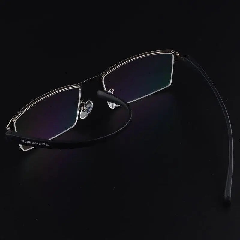 Men's Square Semi-Rimless Alloy Prescription Glasses P9031 — view 7 | Rx Spectacle