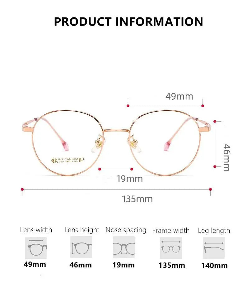 Women's Round Full Rim Titanium Prescription Glasses 2054 — view 13 | Rx Spectacle