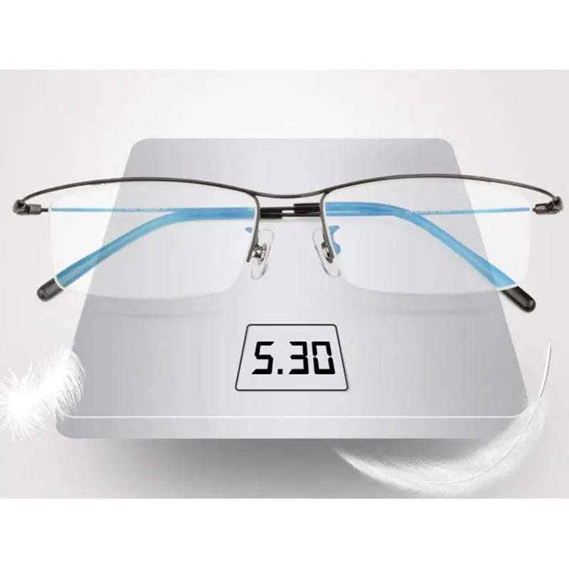 Men's Browline Half Rim Titanium Prescription Glasses Ej1010 — view 2 | Rx Spectacle