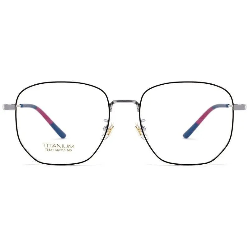 Unisex Polygon Full Rim Titanium Prescription Glasses T8821 — view 8 | Rx Spectacle
