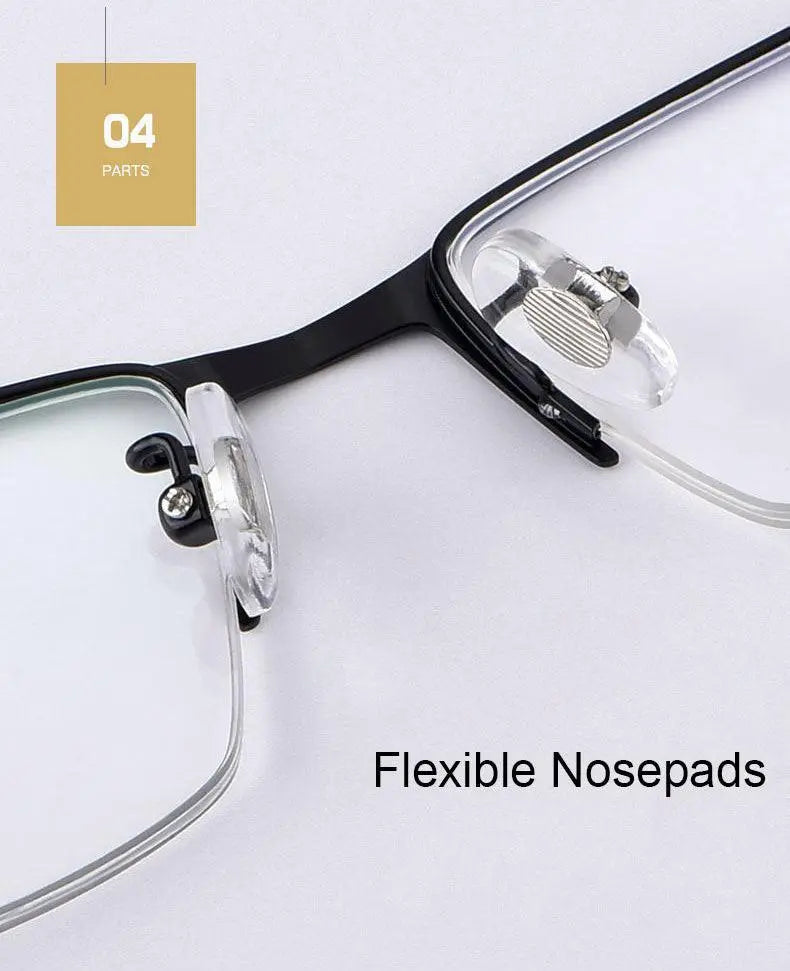 Men's Rectangular Semi-Rimless Alloy Prescription Glasses 3095 — view 11 | Rx Spectacle