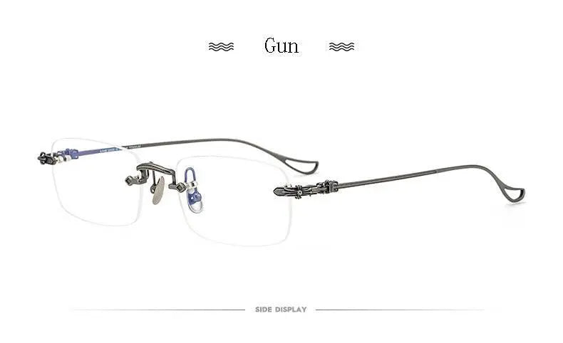 Men's Rectangular Rimless Titanium Prescription Glasses 8808 — view 13 | Rx Spectacle