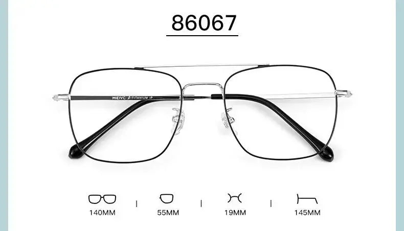 Unisex Square Full Rim Titanium Double Bridge Prescription Glasses 860670 — view 2 | Rx Spectacle