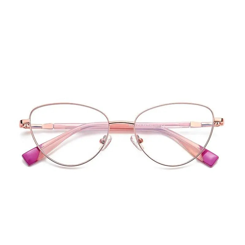 Women's Cat Eye Full Rim Alloy Prescription Glasses 3020 — view 9 | Rx Spectacle