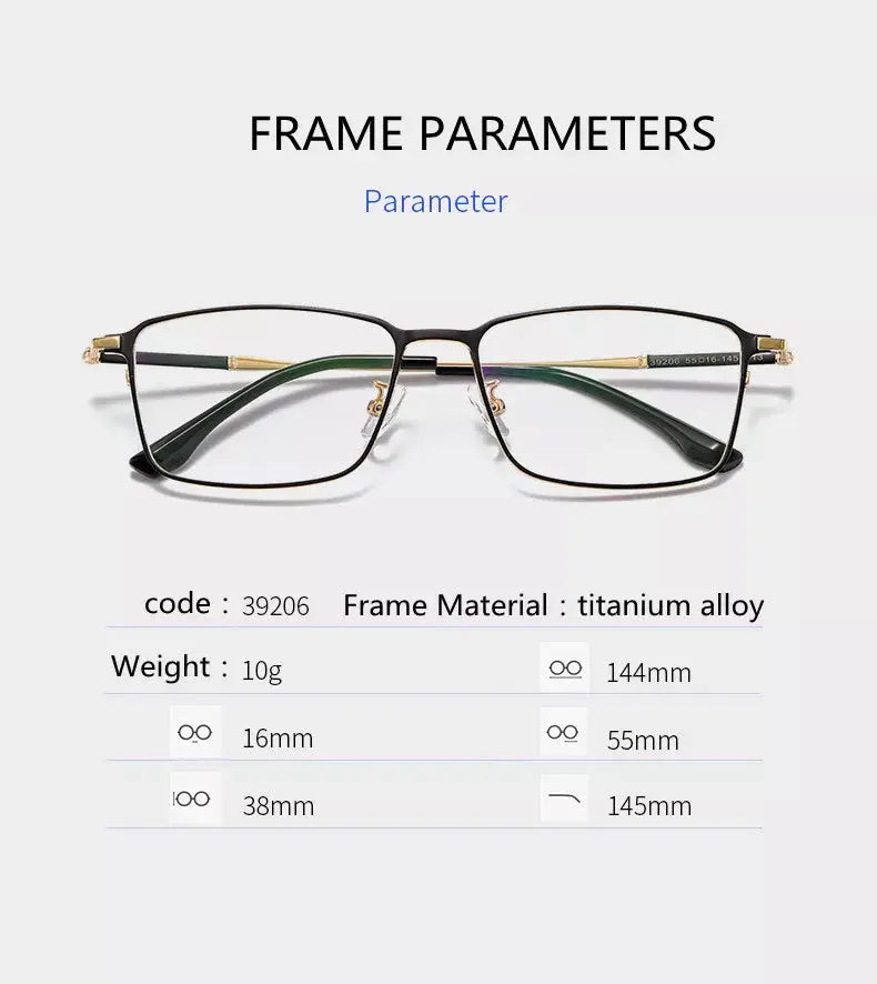 Unisex Square Full Rim Titanium Reading Glasses 39206 — view 8 | Rx Spectacle