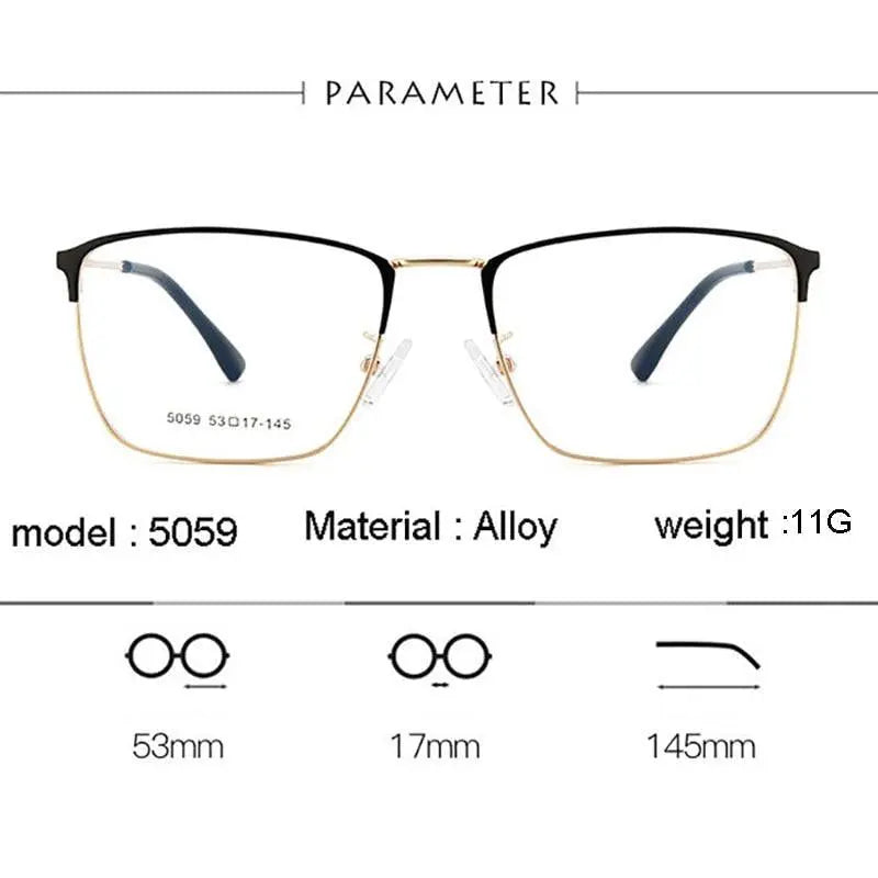 Men's Square Full Rim Acetate Prescription Glasses 5059 — view 7 | Rx Spectacle