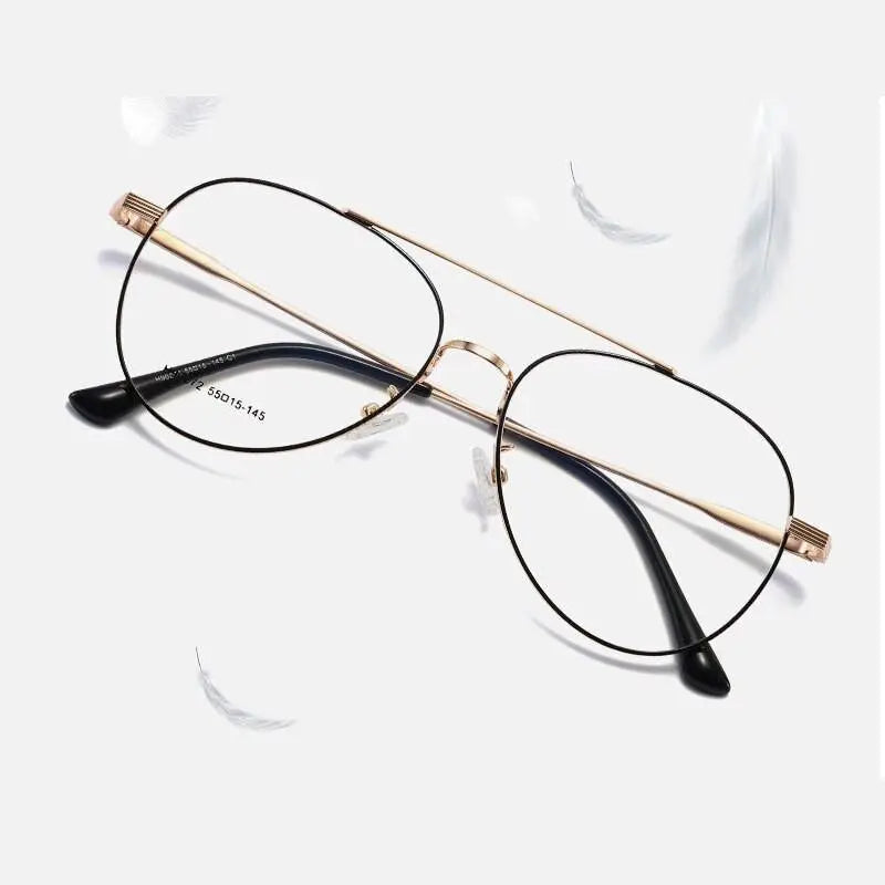 Unisex Round Full Rim Alloy Double Bridge Prescription Glasses 90272 — view 11 | Rx Spectacle