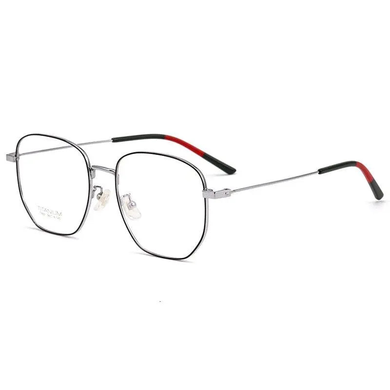 Unisex Polygon Full Rim Titanium Prescription Glasses T8821 — view 11 | Rx Spectacle