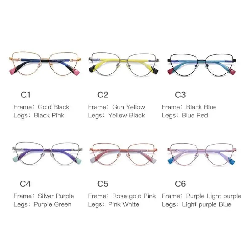 Women's Cat Eye Full Rim Alloy Prescription Glasses 3018 — view 10 | Rx Spectacle