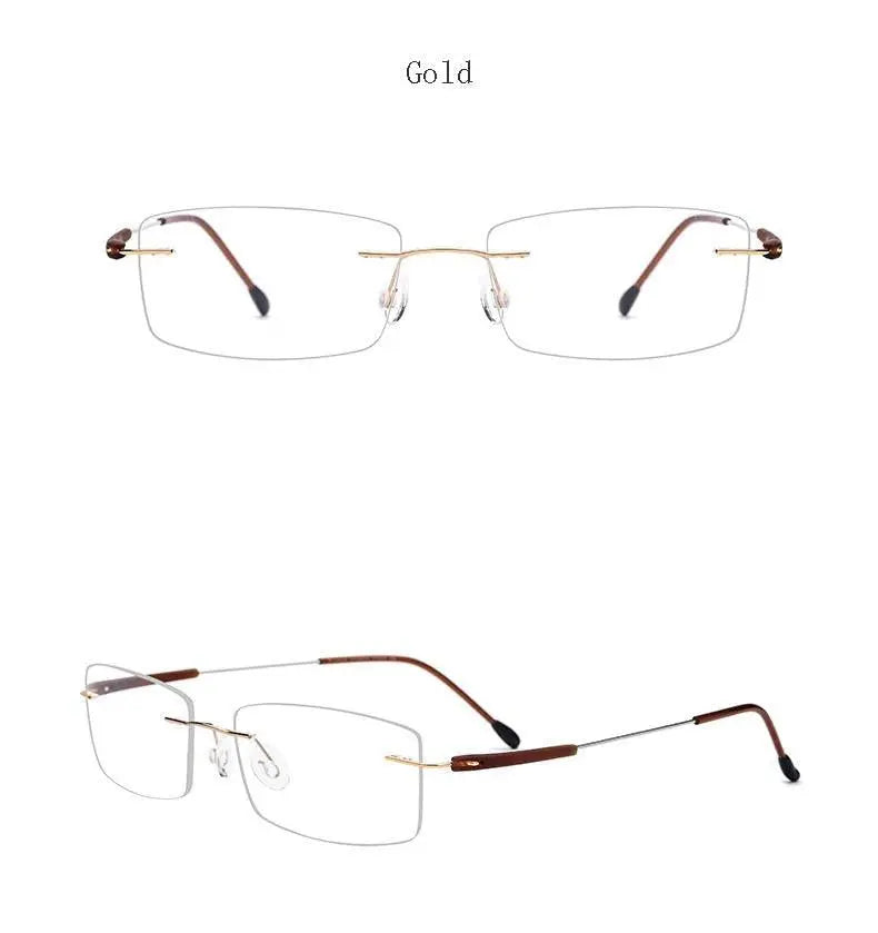 Unisex Rectangular Rimless Titanium Prescription Glasses 3125 — view 16 | Rx Spectacle