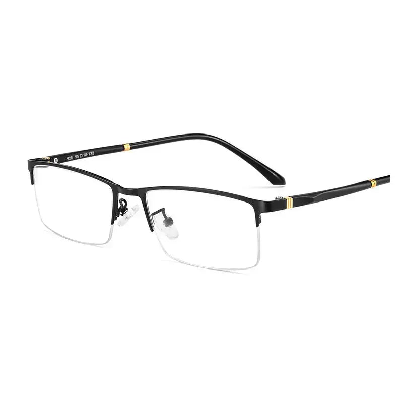 Unisex Rectangular Semi-Rimless Alloy Prescription Glasses 928000 — view 3 | Rx Spectacle