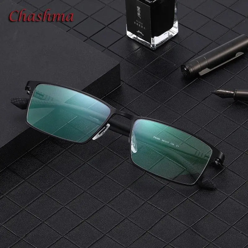Men's Square Full Rim Alloy Prescription Glasses 9386 — view 6 | Rx Spectacle