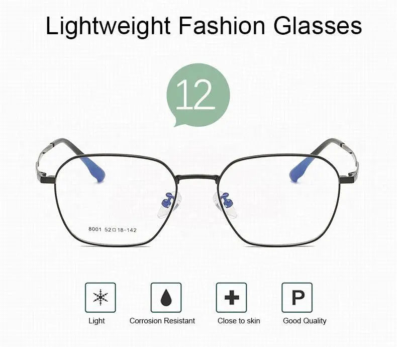 Unisex Square Full Rim Alloy Prescription Glasses 8001 — view 10 | Rx Spectacle
