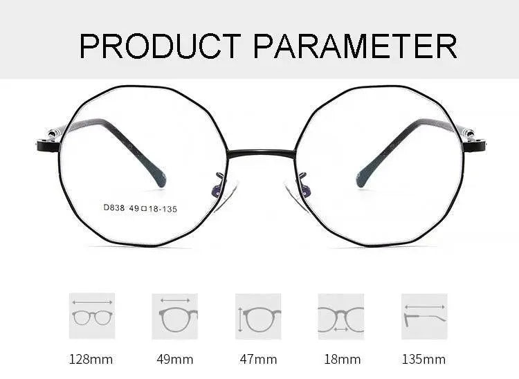 Unisex Polygon Full Rim Alloy Prescription Glasses D838 — view 11 | Rx Spectacle