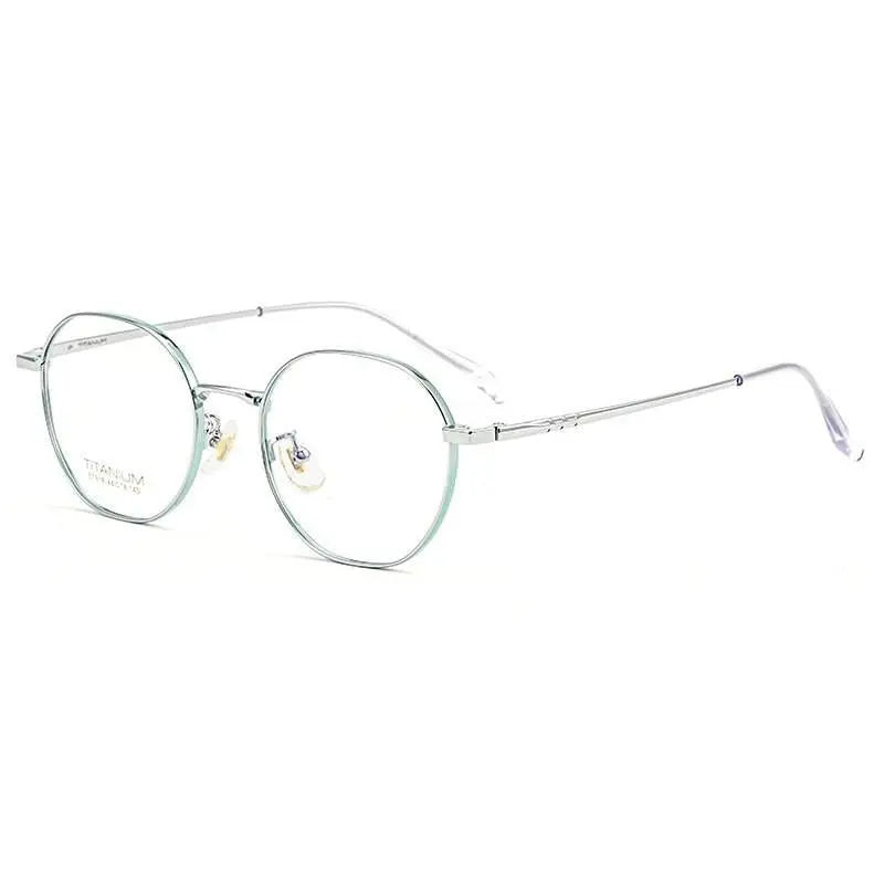 Women's Round Full Rim Titanium Prescription Glasses S1918 — view 8 | Rx Spectacle