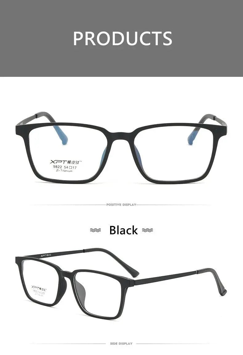 Men's Square Full Rim Titanium Prescription Glasses 9822 — view 14 | Rx Spectacle