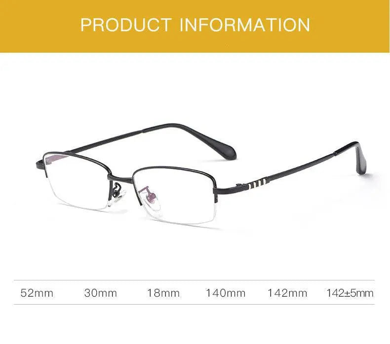 Men's Rectangular Semi-Rimless Titanium Prescription Glasses 9071 — view 12 | Rx Spectacle