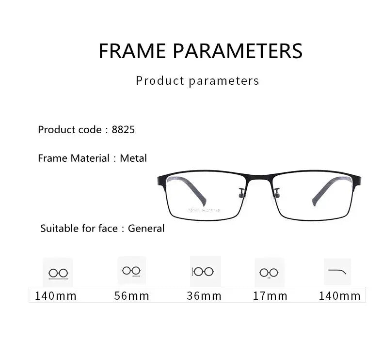 Unisex Square Full Rim Alloy Reading Glasses 8825 — view 8 | Rx Spectacle