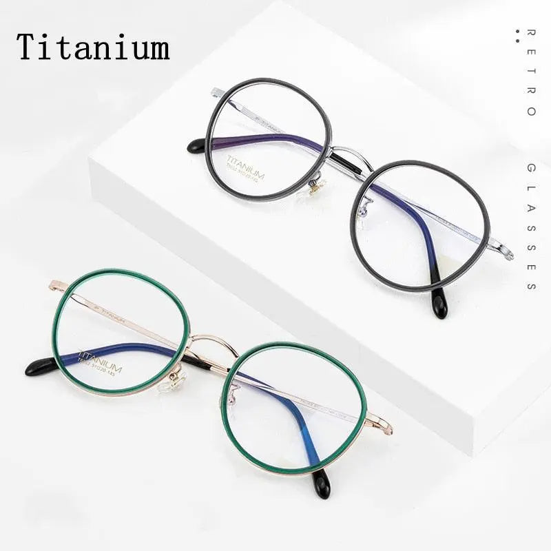 Unisex Round Full Rim Titanium Prescription Glasses T6053 — view 6 | Rx Spectacle