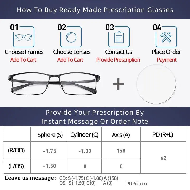 Unisex Square Full Rim Titanium Prescription Glasses 2091 — view 10 | Rx Spectacle