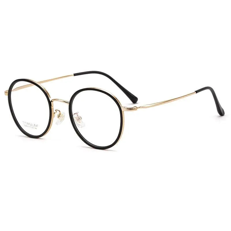 Unisex Round Full Rim Titanium Prescription Glasses T6053 — view 12 | Rx Spectacle