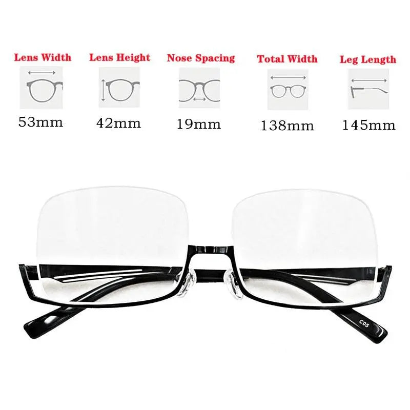 Men's Semi-Rimless Alloy Prescription Glasses YS01 — view 6 | Rx Spectacle
