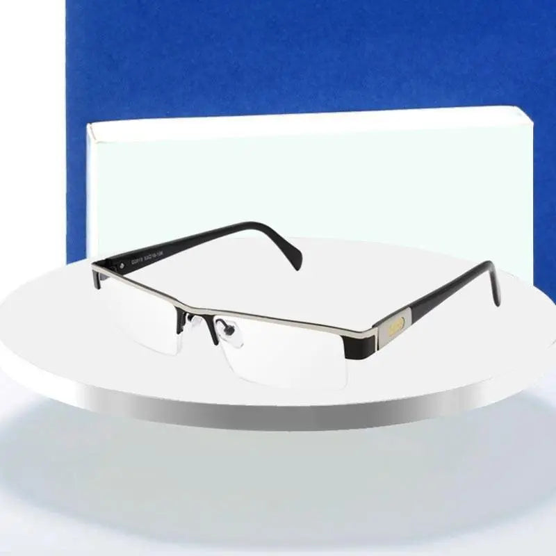 Men's Semi-Rimless Stainless Steel Reading Glasses D2015 — view 6 | Rx Spectacle