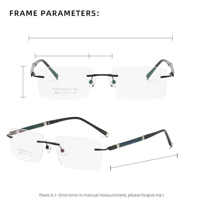 Men's Square Rimless Prescription Glasses 88055 — view 5 | Rx Spectacle