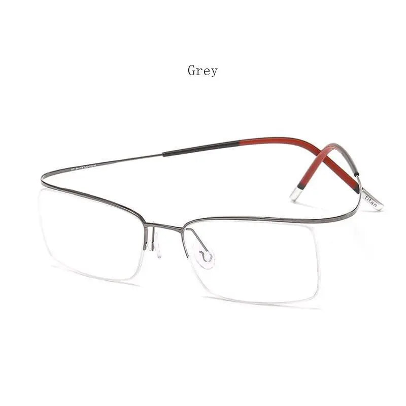 Unisex Rectangular Semi-Rimless Titanium Prescription Glasses 9256 — view 5 | Rx Spectacle