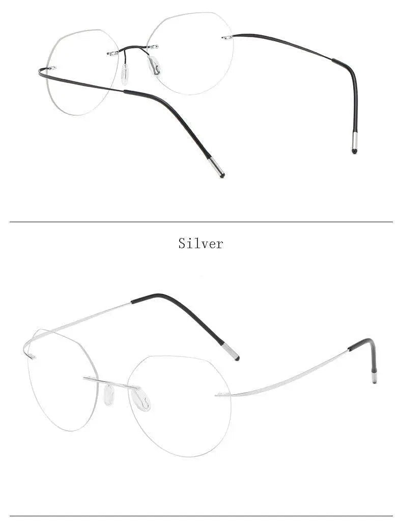 Unisex Polygon Rimless Titanium Prescription Glasses 6001-6002 — view 23 | Rx Spectacle
