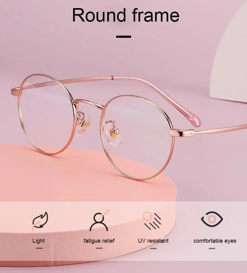 Unisex Round Full Rim Titanium Prescription Glasses 8123 — view 11 | Rx Spectacle