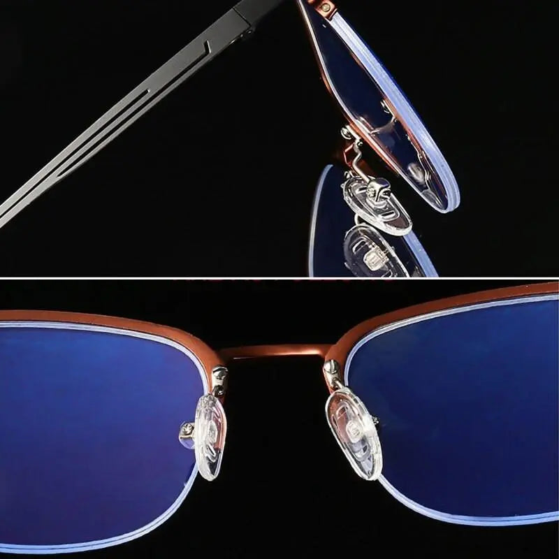 Unisex Square Semi-Rimless Titanium Prescription Glasses 6097 — view 7 | Rx Spectacle