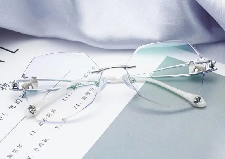 Unisex Square Rimless Titanium Prescription Glasses 88037 — view 9 | Rx Spectacle