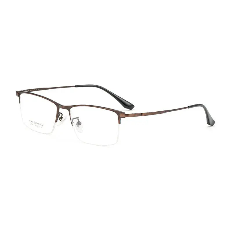 Unisex Square Semi-Rimless Titanium Oversized Prescription Glasses 79007 — view 5 | Rx Spectacle