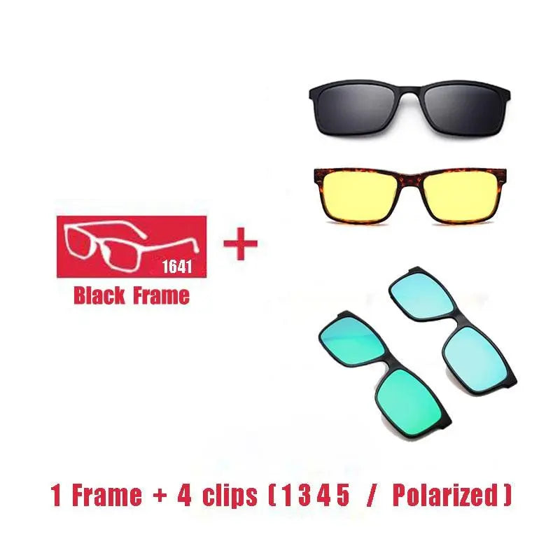 Unisex Square Full Rim Titanium Clip-On Prescription Glasses 1641 — view 12 | Rx Spectacle