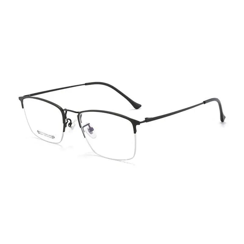 Unisex Square Semi-Rimless Titanium Prescription Glasses 8017 — view 3 | Rx Spectacle