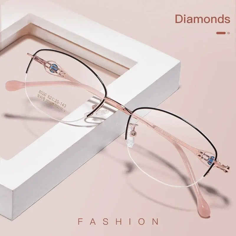 Women's Semi-Rimless Alloy Prescription Glasses 8020Z — view 2 | Rx Spectacle