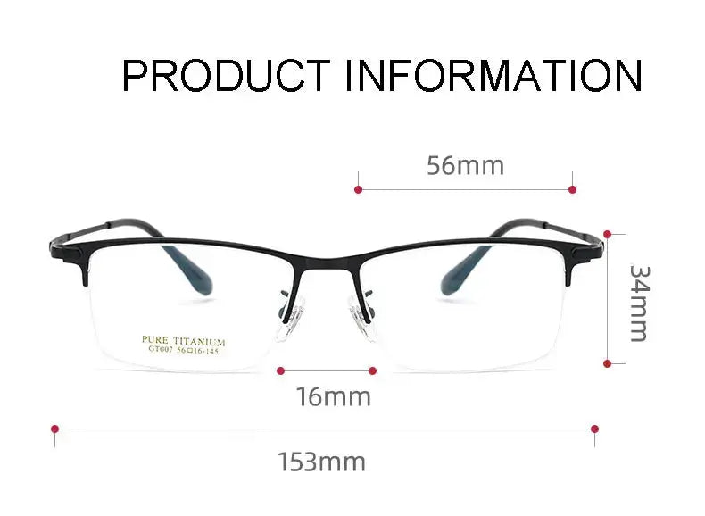 Unisex Square Semi-Rimless Titanium Oversized Prescription Glasses 79007 — view 2 | Rx Spectacle