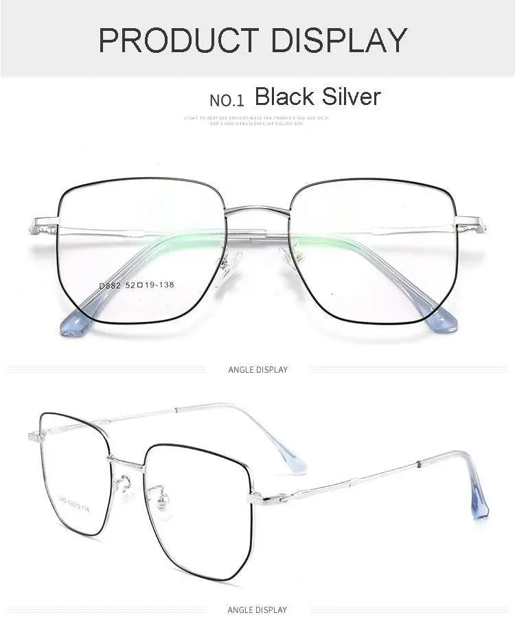 Unisex Square Full Rim Alloy Prescription Glasses D882 — view 12 | Rx Spectacle