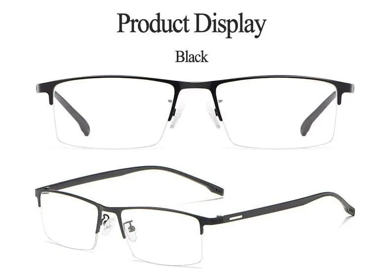 Men's Rectangular Semi-Rimless Alloy Prescription Glasses 9102 — view 14 | Rx Spectacle