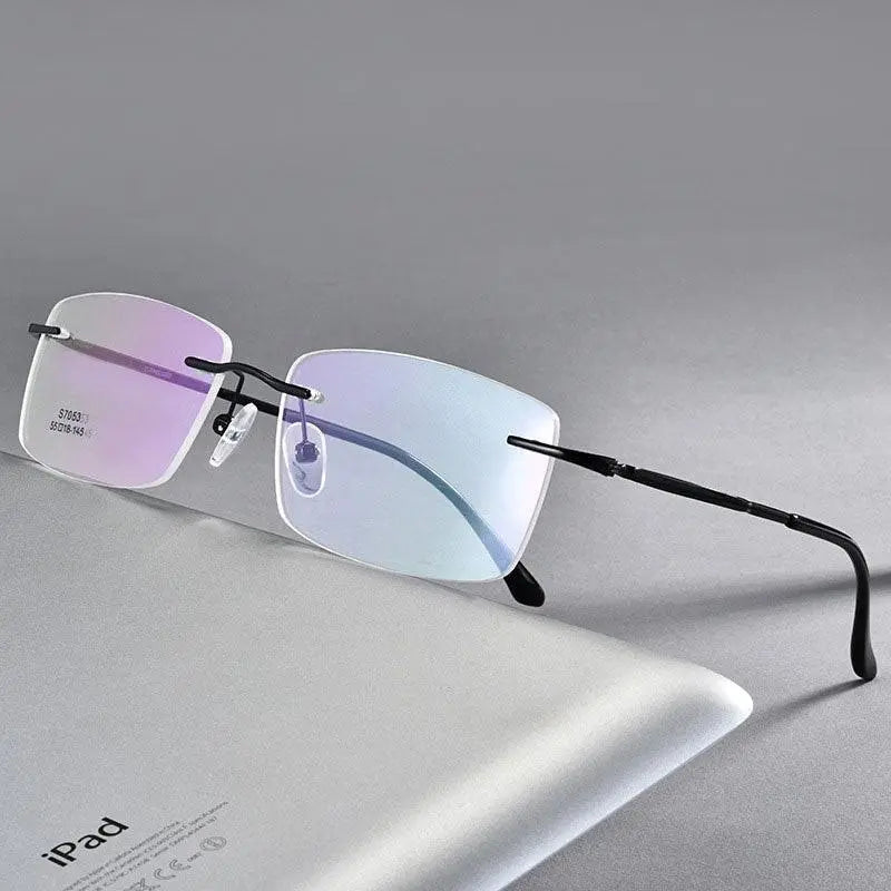 Men's Rimless Alloy Screwless Prescription Glasses 7053 — view 1 | Rx Spectacle
