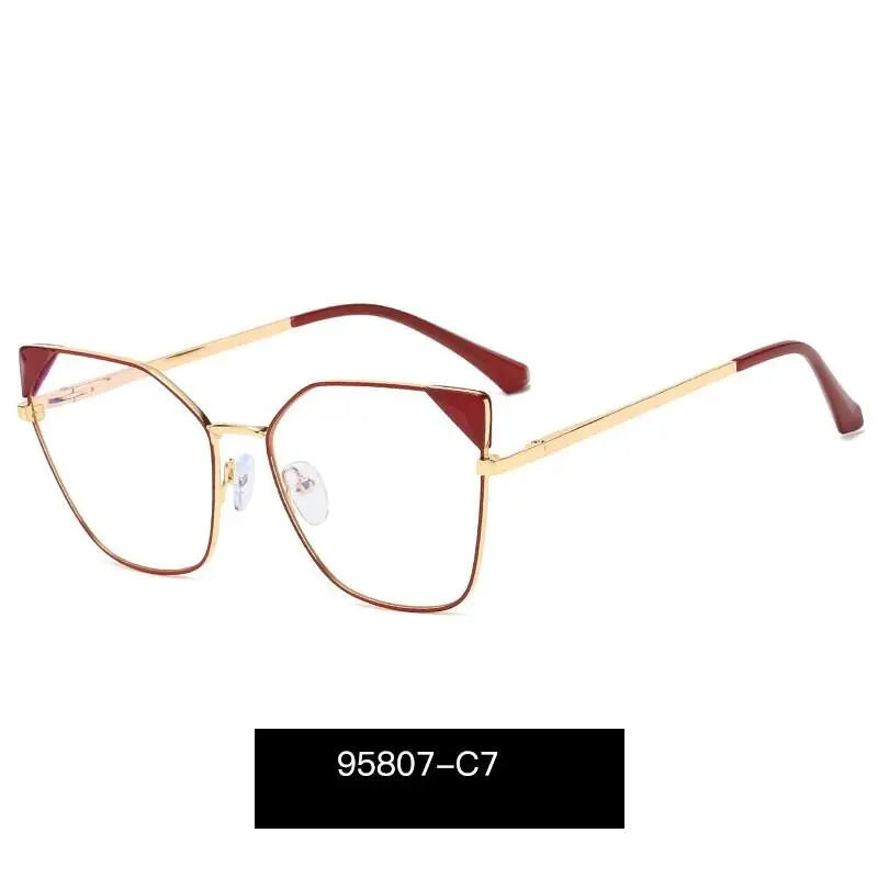 Women's Cat Eye Full Rim Alloy Prescription Glasses 95807 — view 10 | Rx Spectacle