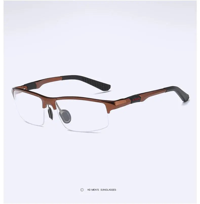 Men's Rectangular Semi-Rimless Aluminum Prescription Glasses Y3121 — view 15 | Rx Spectacle