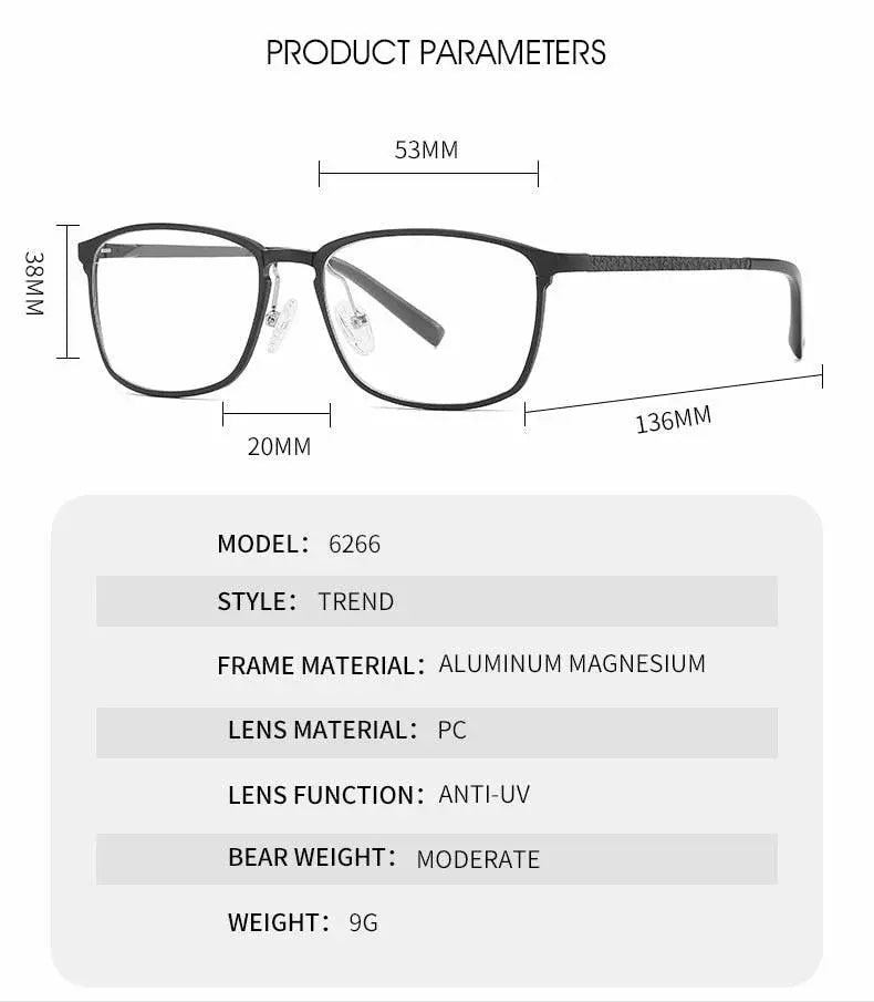 Unisex Full Rim Alloy Prescription Glasses 6266 — view 15 | Rx Spectacle
