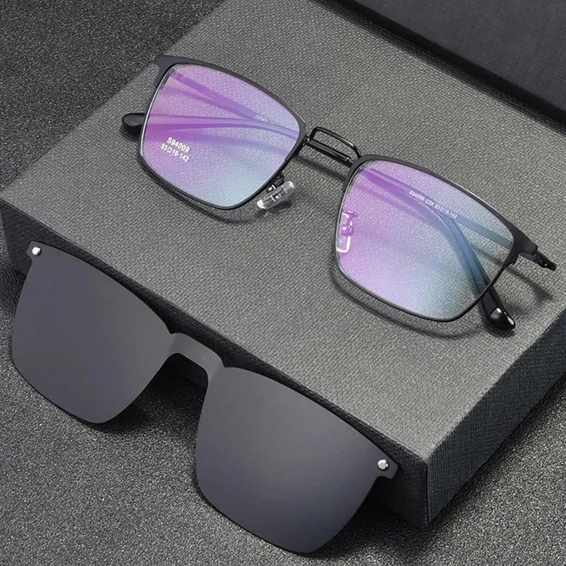 Unisex Square Full Rim Alloy Clip-On Prescription Glasses 94009 — view 1 | Rx Spectacle