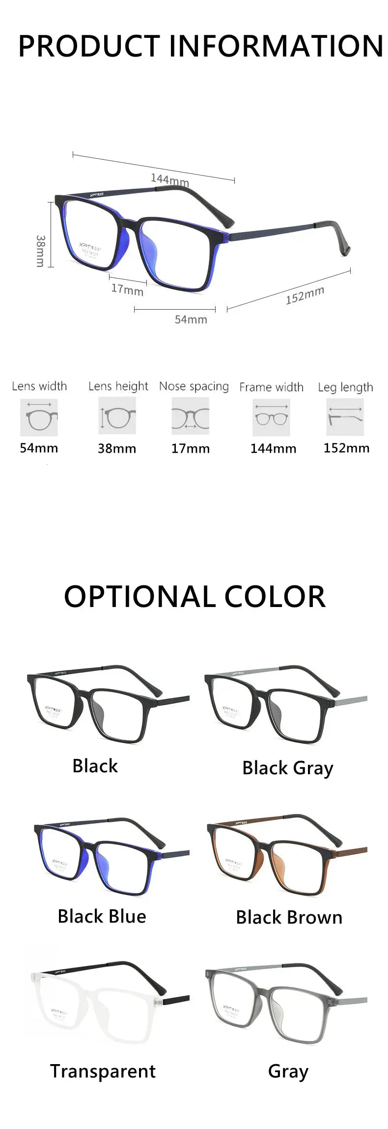Men's Square Full Rim Titanium Prescription Glasses 9822 — view 13 | Rx Spectacle