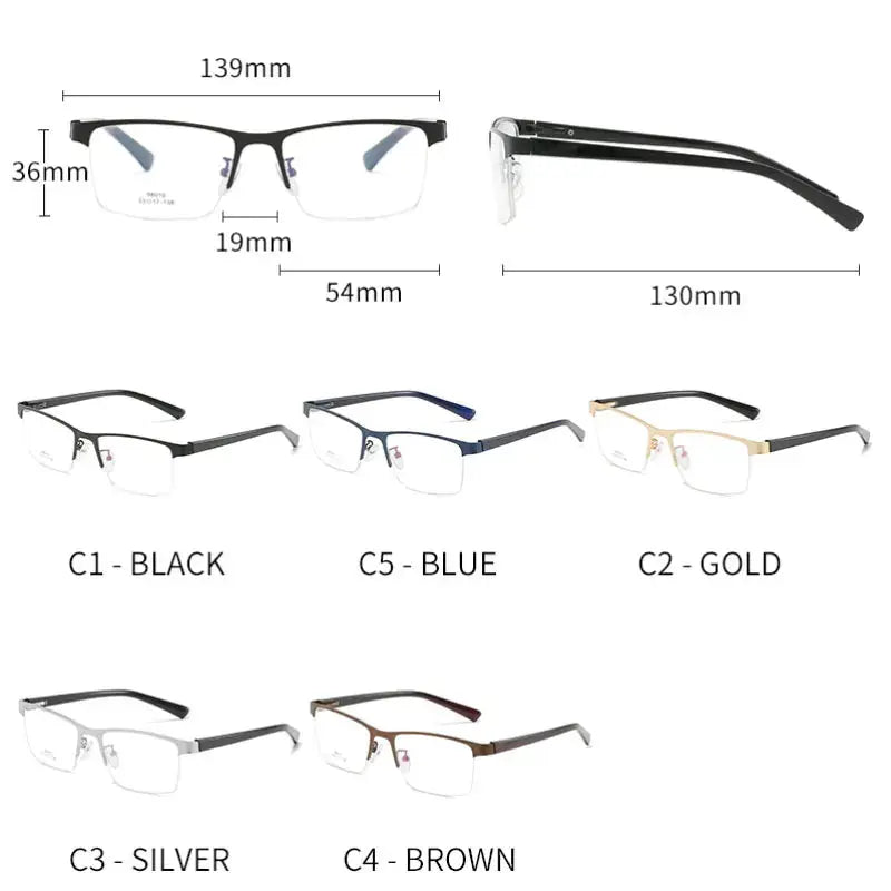 Women's Square Semi-Rimless Alloy Prescription Glasses 980104 — view 2 | Rx Spectacle