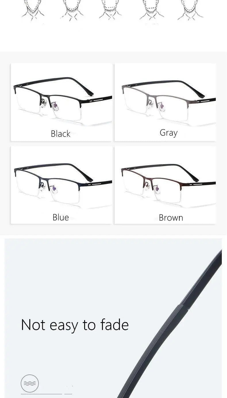Unisex Semi-Rimless Titanium Prescription Glasses P9916 — view 10 | Rx Spectacle